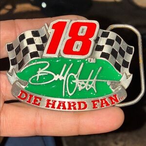 Nascar Die Hard Fan Belt Buckle - Red, Green, Silver